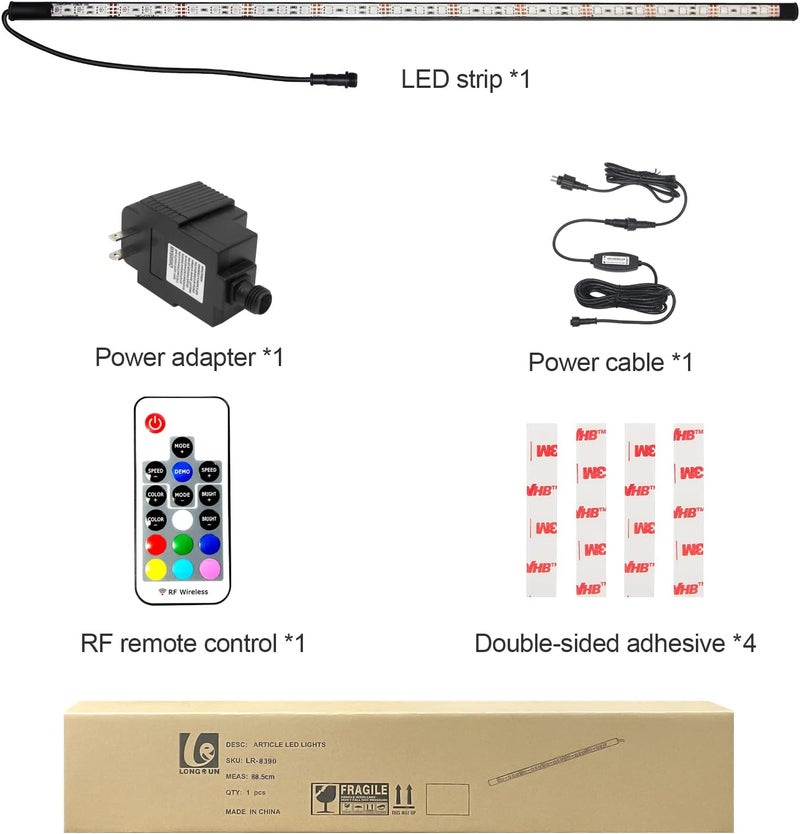 Longrun LED Strip Color Changing Garden Show Lights for Pond Spillway Waterfall, Waterproof Lighting Bar for Pool Fountain Landscape Lighting, Aquarium, Water Features and Home Decoration-34.85" - Image 2